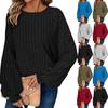 Women's Fashion Casual Loose Round Neck Long Sleeve Solid Color Large Size Top