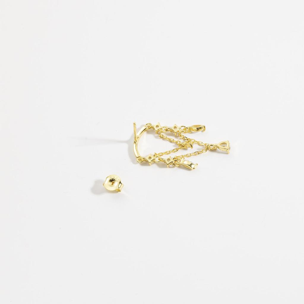 ANDYWEN Серьги-гвоздики из стерлингового серебра 925 пробы, Золотая цепочка с цирконием, роскошные клипсы с кристаллами, ювелирные изделия, свадебный подарок