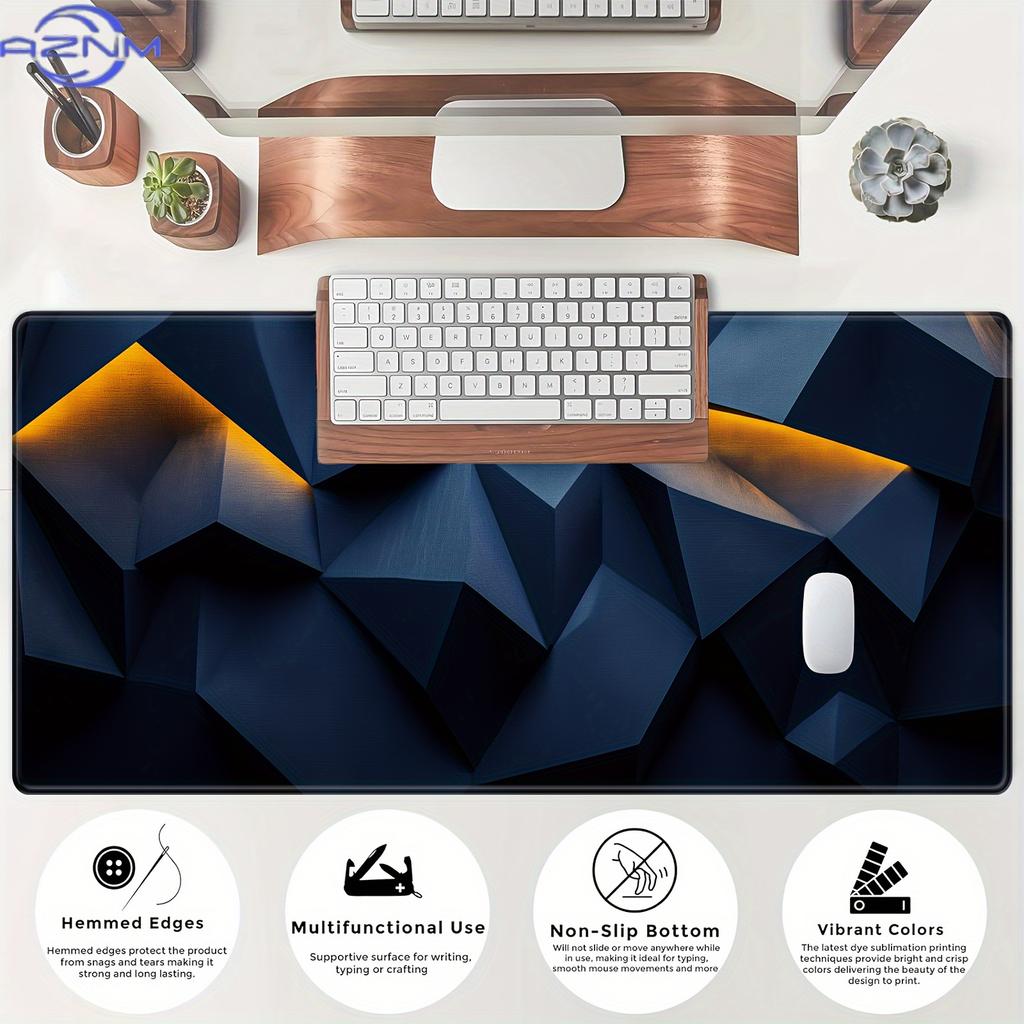 Large 3d Geometric Mouse Pad 900x400mm Desk Mat Nonslip Rubber Computer Pad For Pc Gaming Accessories Office Home Work Carpet