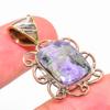 Natural Charoite Gemstone Two Tone 925 Solid Sterling Silver Pendant 1.30'' O1k81