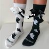 Women'S Halloween Socks Cute No Magnetic Hand In Hand Socks And White Ghost Middle Tube Cartoon Socks Funny Socks