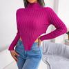 Женский осенне-зимний сексуальный асимметричный вязаный свитер с длинным рукавом и высоким воротником