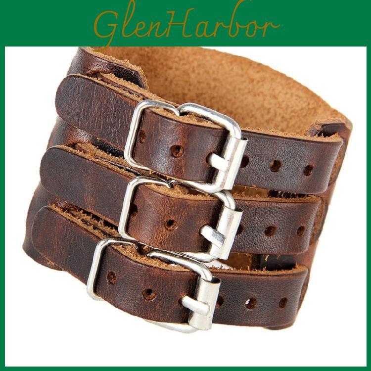 Bracelet Adjustable Leather For Cuff Men Punk Inspire Wide Wristband Accessory