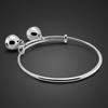 100%925 Sterling Silver Bracelets Adjustable Size Simple Cute Bell Bangle for Girl Fashion Woman Jewelry Birthday Gift