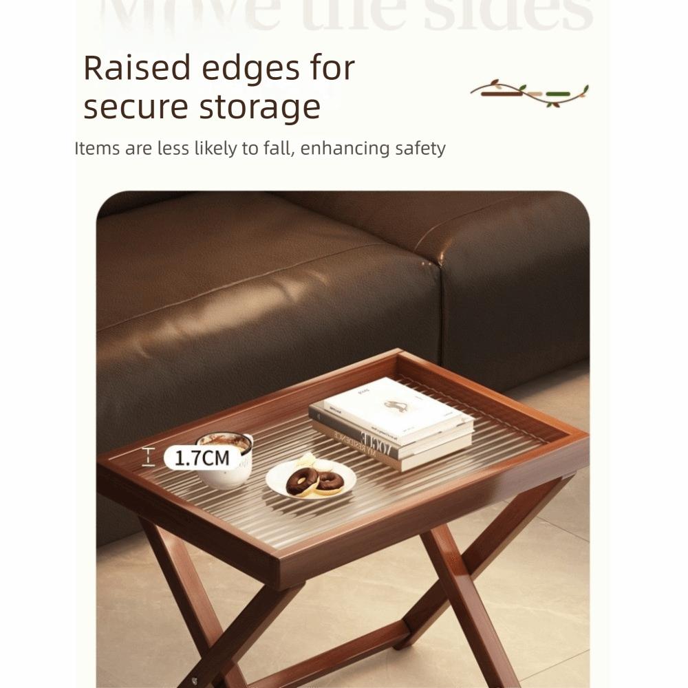Sturdy Base Wooden Small Table Quick Setup Stable Foldable Coffee Table Compact Portable Folding Sofa Table Home Living Room