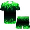 3D The Flame Whirlpool Polyester Boys Clothes Sets Boy Summer Hot Sale T Shirt Short Pants Set Clothing Kids 4-14 Year