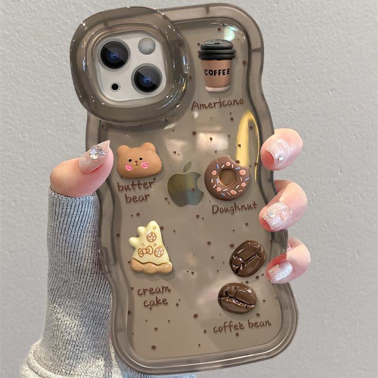 Ins Coffee Dolls Подходит для 16 Чехол для iPhone Iphone15promax Двойная подставка 14 Силикон 13 Ниша
