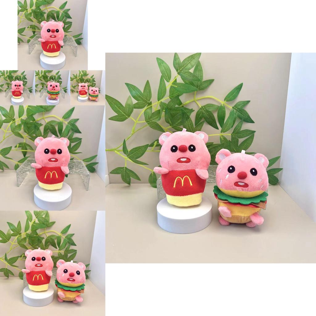 Очаровательная плюшевая кукла бобра с дизайном гамбургера и картофеля фри для подарков и аксессуаров