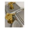 3-piece Steel Square Presentation Tray With Japanese Rose And 3-piece Gold Macaron Holder Japanese Rose