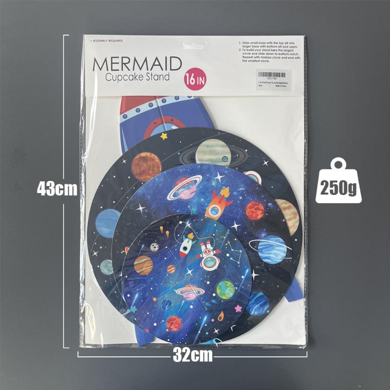 Трехъярусная подставка для торта «Ракета-астронавт», подставка для кексов «Ракета», «Космос», «Планета», детские сувениры, принадлежности для вечеринки в честь дня рождения «Вселенная»