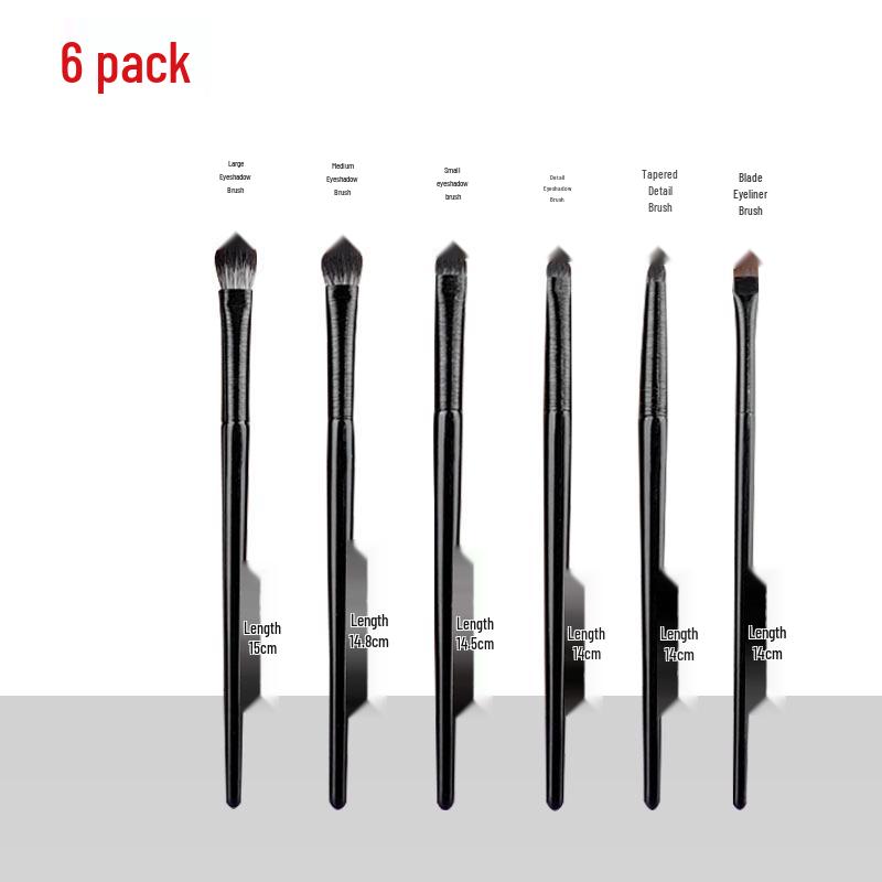 Набор из 6 мягких кистей для макияжа глаз: Тени для век, Под глазами, Подводка для глаз, Детали