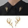 Korean Style Personality Gold Simple Deer Antler Collar Buckle Collar Pin Women's Clothing Badge Men's Shirt Collar Corner Accessories