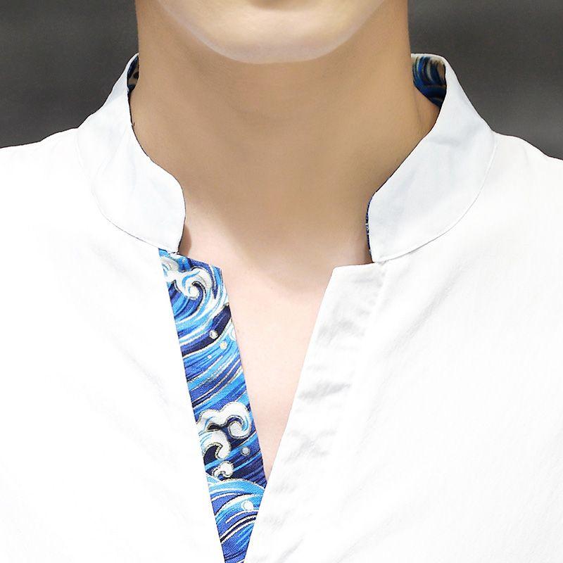 Рубашки + брюки Осенняя хлопковая льняная спортивная одежда Мужские повседневные комплекты Весенняя мужская мода Брюки и рубашки для мужчин