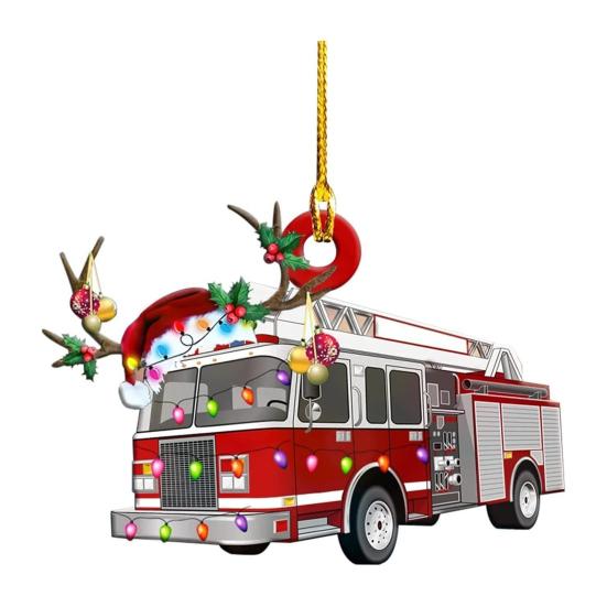 Christmas Vehicle Ornament Acrylic Truck Tractor Airplane Christmas Tree Ornament for Holiday Party Decoration