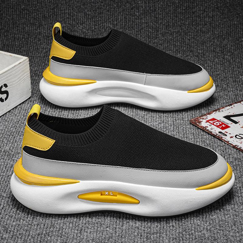 Мужская обувь, летняя, дышащая, сетчатая, повседневная, спортивная обувь, мужская, на платформе, увеличивающая рост, универсальная, черная, носки