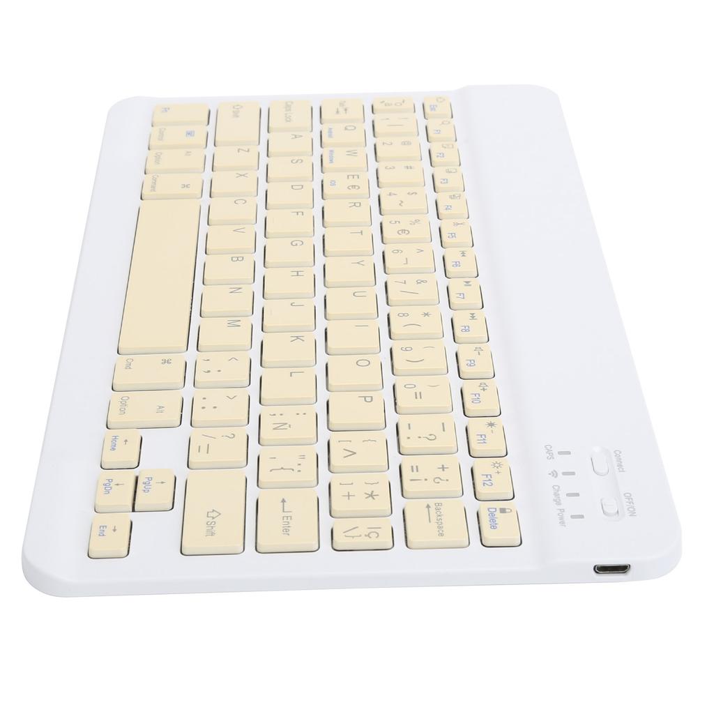 Portable Mini Wireless Bluetooth Keyboard Spanish for IpadSamsungXiaomiHuawei Tablet PCYellow