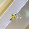 S925 Gold-Plated Sterling Silver Ring with Yellow Diamond - Women's Minimalist Style