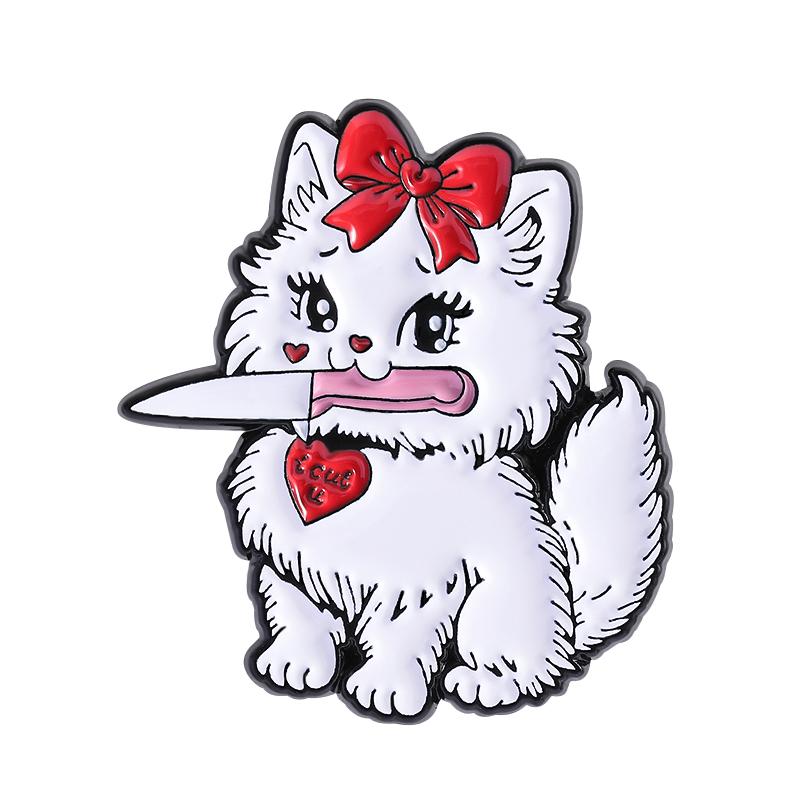 Cute Lucky Cat Enamel Pins Custom Cat Running Exercise Brooches Lapel Badges Clothes Animal Jewelry Gift for Kids Friends