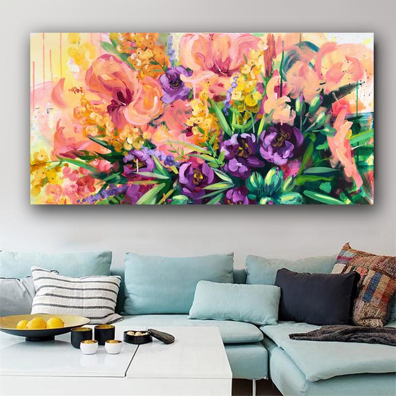 Абстрактные красочные цветы фотографии холст картины плакаты на скандинавскую тему и принты настенное искусство для гостиной современный домашний декор без рамки