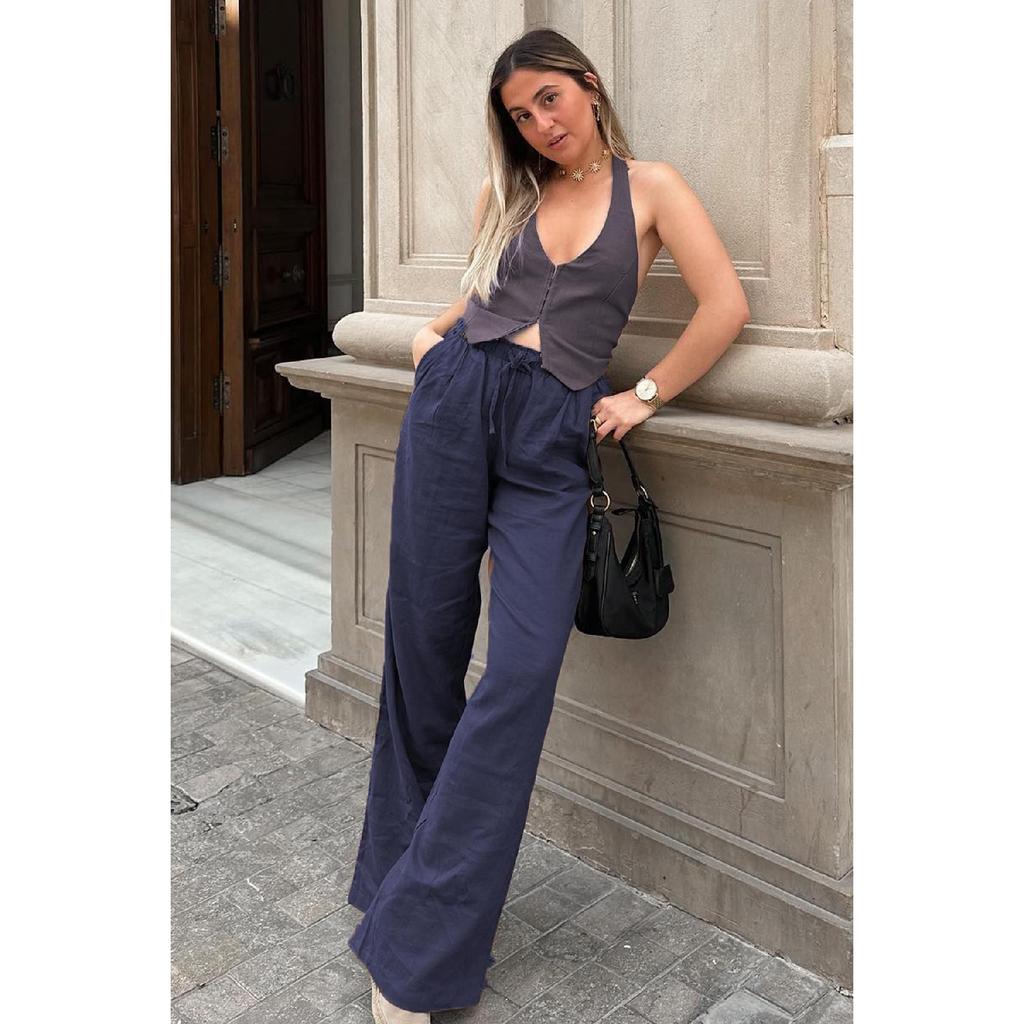 Белые широкие тканевые брюки со сборками на талии Mg1950