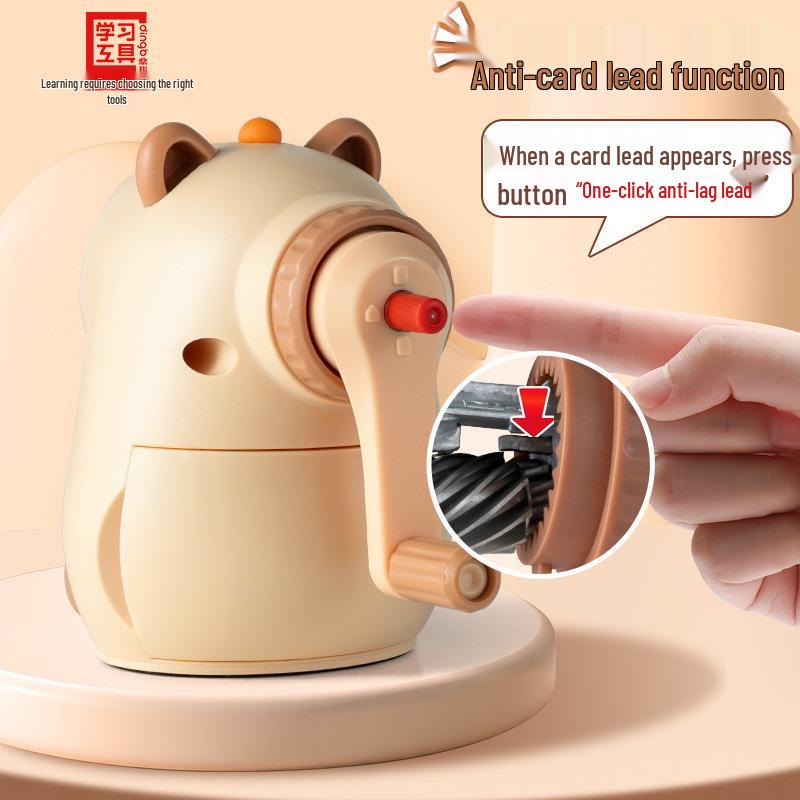 Xiaomeng Capybara Hand-Crank Pencil Sharpener with Automatic Lead Advance - Cute and Boxed, Perfect for Kids' Gifts