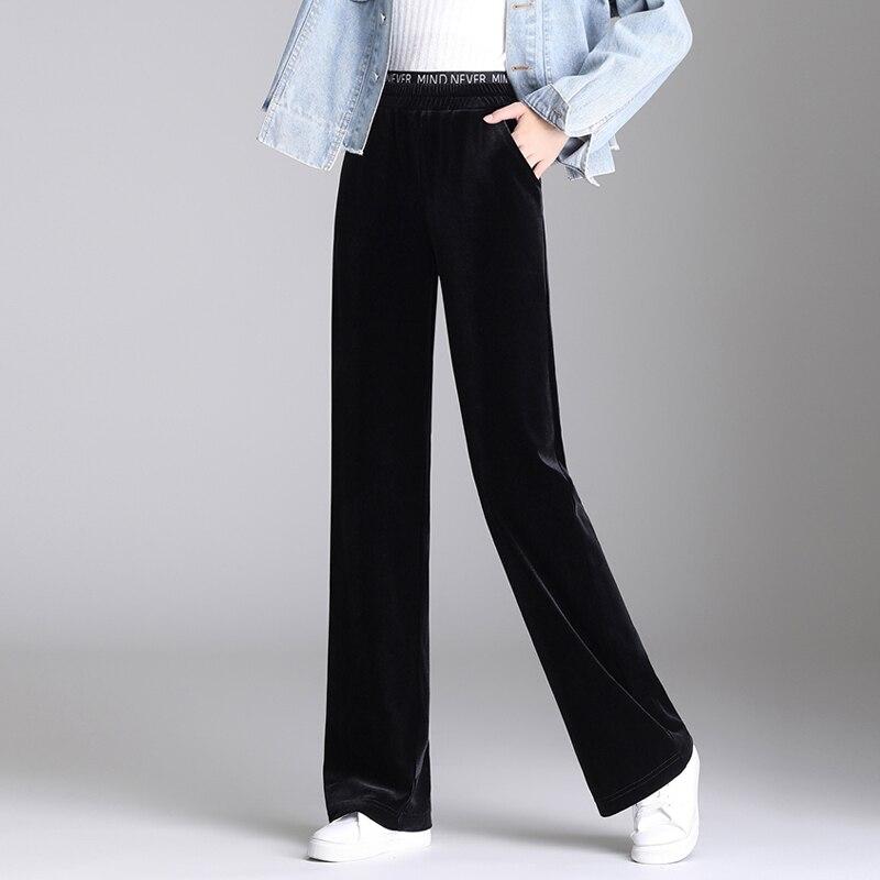 2022 женские осенне-зимние широкие брюки с высокой талией, свободные прямые бархатные брюки, изящные теплые бархатные брюки для отдыха для женщин