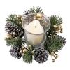 Christmas Candle Ring Artificial Pine Needle Pinecone Berries Garland Rustic Festive Candle Wreath for Home Table Centerpiece Decor