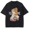 Death Note Миса Аманэ Готический Винтажный Стиранный Оверсайз Футболка | Унисекс Аниме Уличная Одежда Удобные Футболки
