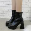 Модные женские ботинки с высоким верхом, зимние ботинки на толстой подошве, женская обувь, удобные ботинки на толстой платформе, классические ботинки до середины голени с боковой молнией