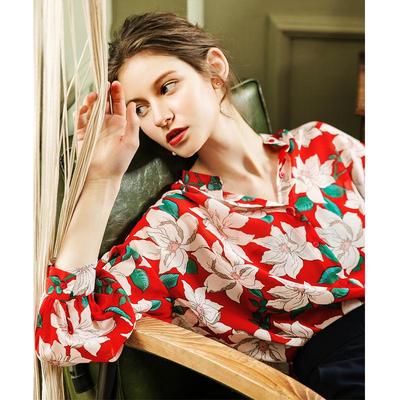 Женская шифоновая рубашка с ретро-цветочным принтом – пасторальный гонконгский стиль для весны