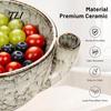 Drainage Bowl for Strawberries Ceramic Berry Swirl Bowl, Auto Fruit Washing Vegetable Wash Colander with Drain Holes, Kitchen Produce Cleaner Tomatoes