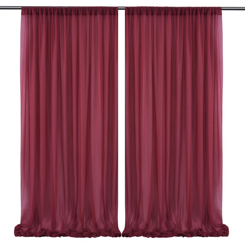 2pcs 1.5x2.15m Ivory Chiffon Wedding Tulle Yarn Background Crystal Sheer Fabric Rustic Country Wedding Birthday Party Decor