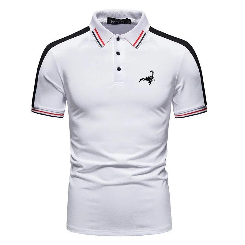 Мужская одежда, летняя новая приталенная рубашка поло с коротким рукавом и логотипом, мужская повседневная рубашка поло с воротником-стойкой