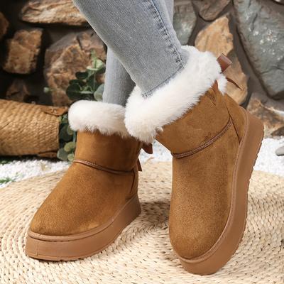 2025 Новые женские зимние сапоги Тренд Зимние Уличные Теплые Сапоги Женские Плюшевые Туфли на Платформе Удобные Ретро Однотонные Женские Сапоги