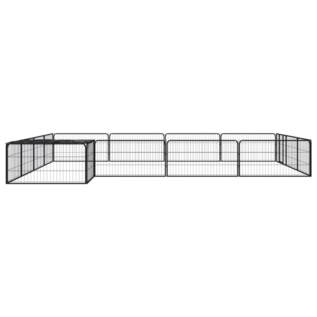 Vidaxl Kojec Dla Psa, 16 Panele, Czarny, 100X50 Cm, Stal