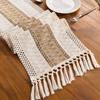 Scandinavian Style Linen Table Runner - Color Block Fringe Decor for Coffee Tables & TV Consoles