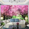 Customized Size 3D Wallpaper Cherry Tree Garden Path Landscape Backdrop Wall Mural Living Room Bedroom Floral Mural