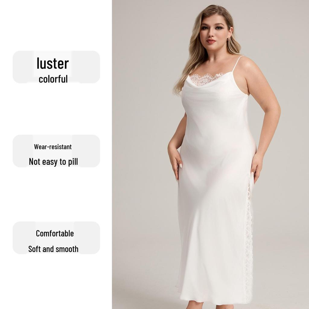 Яотин Европейский Большой Размер Атласное Кружево Шифон Майка Ночная Сорочка SQ7005