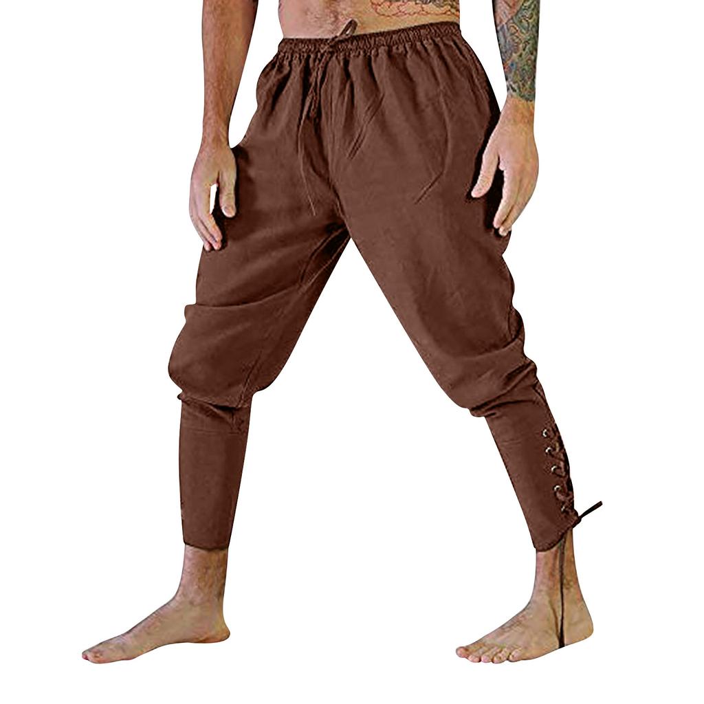 Summer Men's Medieval Stage Performance Casual Ankle Strap Pants