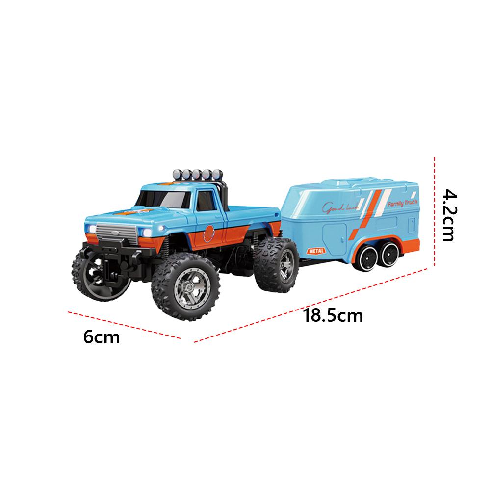 Mini RC Monster Truck with Lights & Trailer Mini Off-Road Climbing Car 2.4Ghz Remote Control USB-C Rechargeable for Kids Gifts