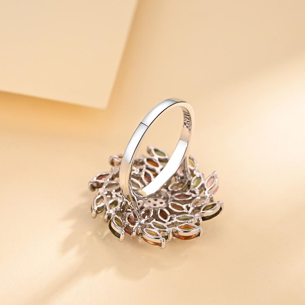 Многоцветный турмалин, натуральный драгоценный камень, женское кольцо, бутик ювелирных изделий, юбилей, банкет, помолвка, серебро 925 пробы