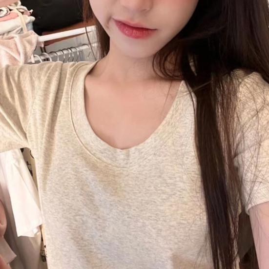 Женские летние топы с круглым вырезом и коротким рукавом, однотонная футболка, облегающий эластичный пуловер, топы, уличная одежда