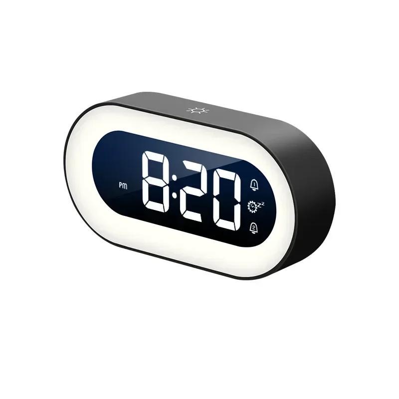 Music LED Digital Alarm Clock Voice Control Night Light Design Desktop Clocks Home Table Decoration Children Gifts