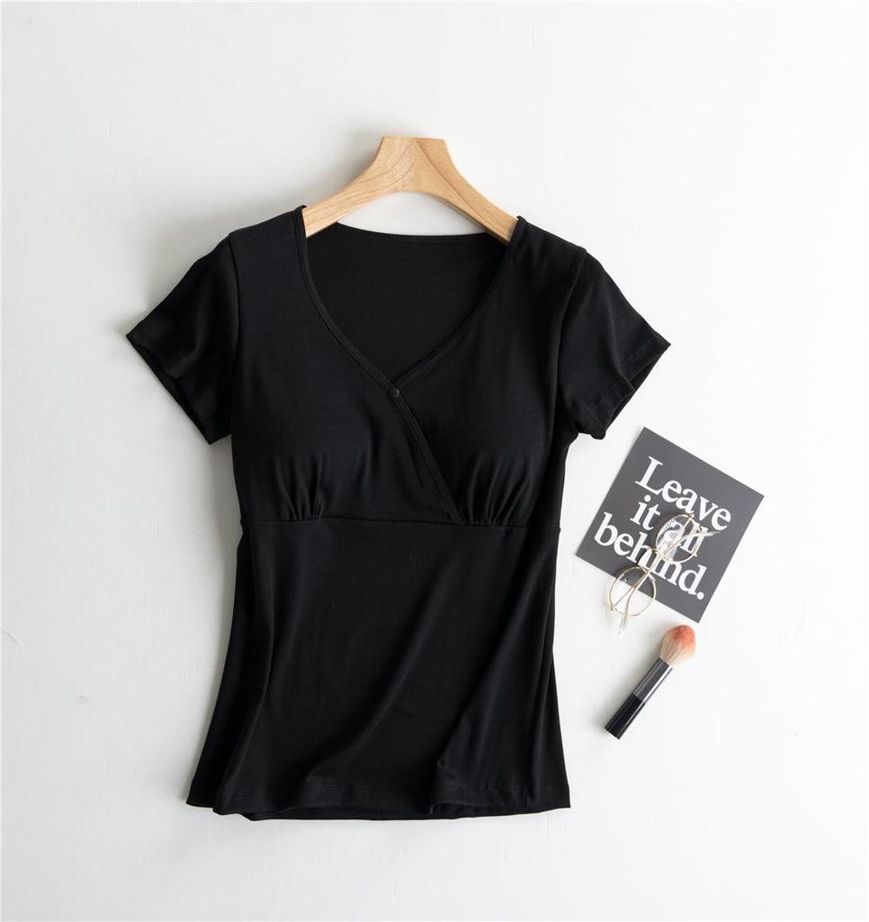 Short Sleeve Maternity Nursing Pajama Top - Pure Cotton, Breathable Spring/Summer Style