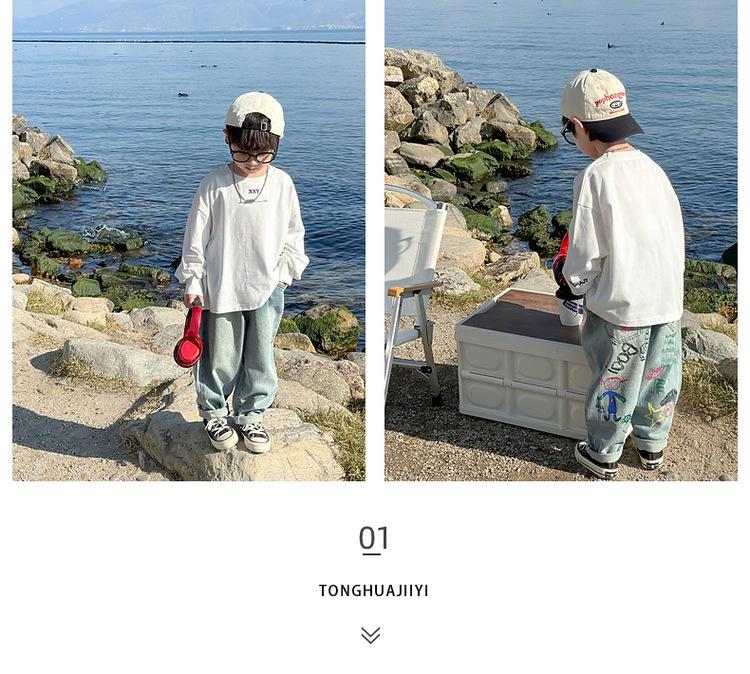 2025 Spring & Autumn Boys' Long-Sleeve Cotton T-Shirt