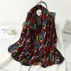 Color Letter Scarf Female Star Long Shawl Thin Cotton and Linen Autumn and Winter Scarf Fashion Color Matching Versatile