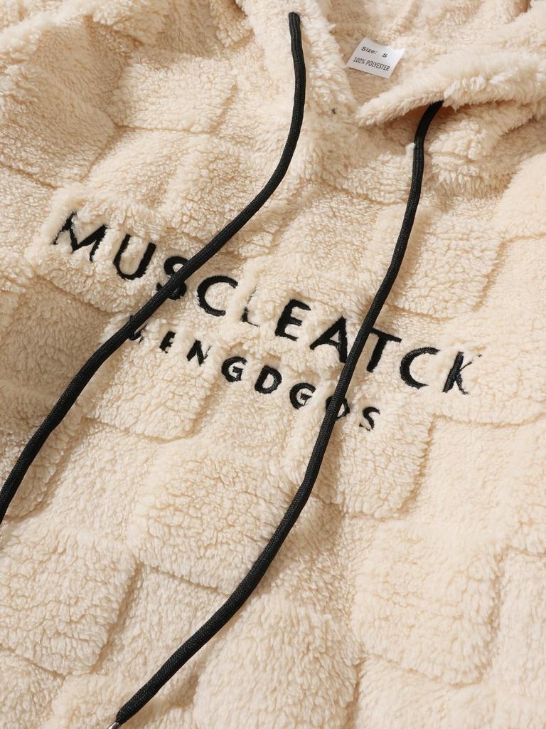 Мужской худи с вышивкой и мехом, со шнурком, Осень/Зима 2025