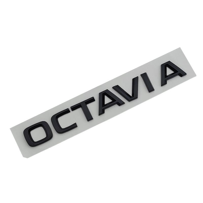 JBIW9 3D ABS Chrome Black Logo Octavia Emblem Letters Car Rear Trunk Sticker For Skoda Octavia 1 2 3 4 MK3 MK4 MK5 RS VRS Accessories
