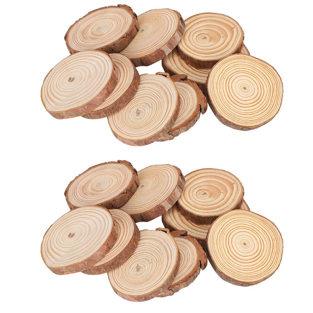 20pcs Pine Round Wood Slices DIY Wood Discs Crafts Home Decoration Photography Props