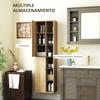 Wall Mounted Bathroom Column Cabinet With Open Compartments And 2 Doors 40x24x141.5 Cm Natural